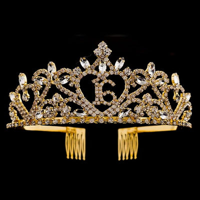 Sweet 16 Tiara - Heart Gold