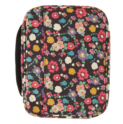 Floral Canvas Bible Cover with Zipper and Pockets