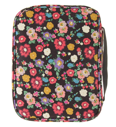 Floral Canvas Bible Cover with Zipper and Pockets