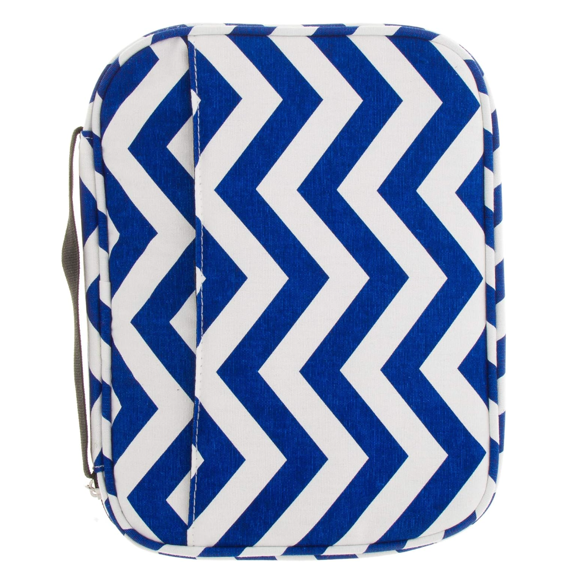 Blue Chevron Canvas Bible Cover with Zipper and Pockets