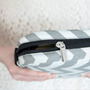 Gray Chevron Canvas Bible Cover with Zipper and Pockets