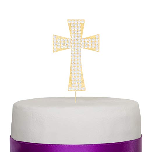 Amazon.com: 3 Pieces Baptism Cross Cake Topper Gold Cross Cake Topper  Rhinestone Crystal Cake Decor for Religious Wedding Baptism First Communion  Christening Decoration : Grocery & Gourmet Food