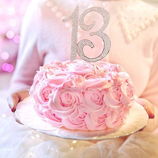 Zyoz Rose Gold Happy 13th Birthday Cake Topper, 13th Birthday Cake Topper  For Baby Girls 13th